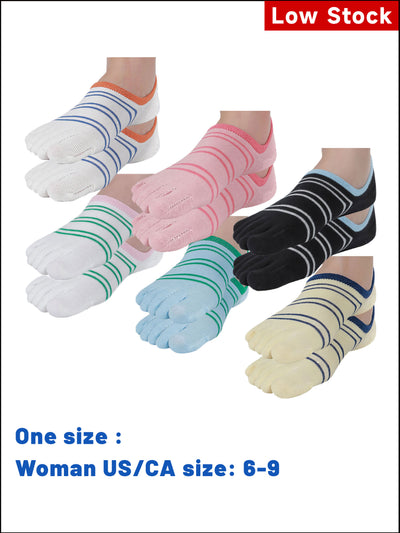 Premium-"6 Pairs"-Women's Five-toe No Show Socks Organic Cotton
