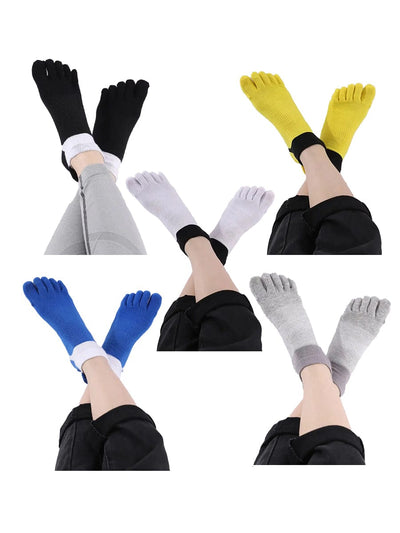 Premium-"5 Pair"-Women's plus size Cotton Athletic Five Finger Ankle Toe Socks Low Cut  All Season