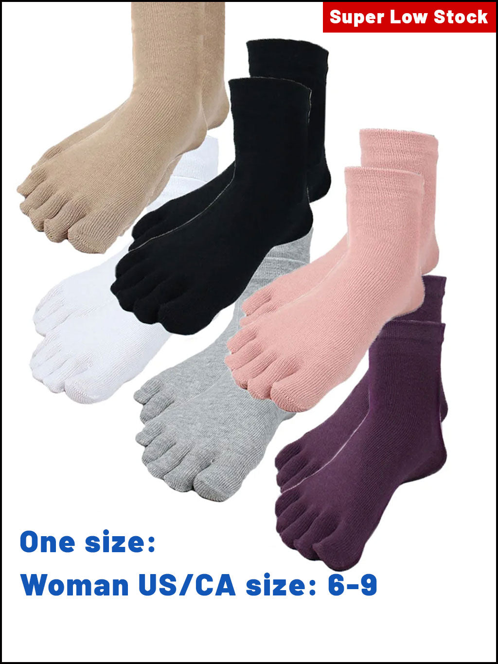 Premium-"6 Pairs"-Women's Five-toe Ankle Socks