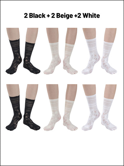 Premium-"6 Pairs"-Women's Five-toe Calf Socks Organic Cotton