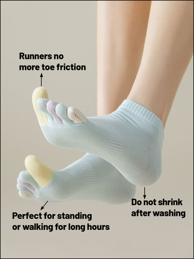 Premium-"6 Pairs"-Women's Five-toe Low cut Ankle Socks Organic Cotton
