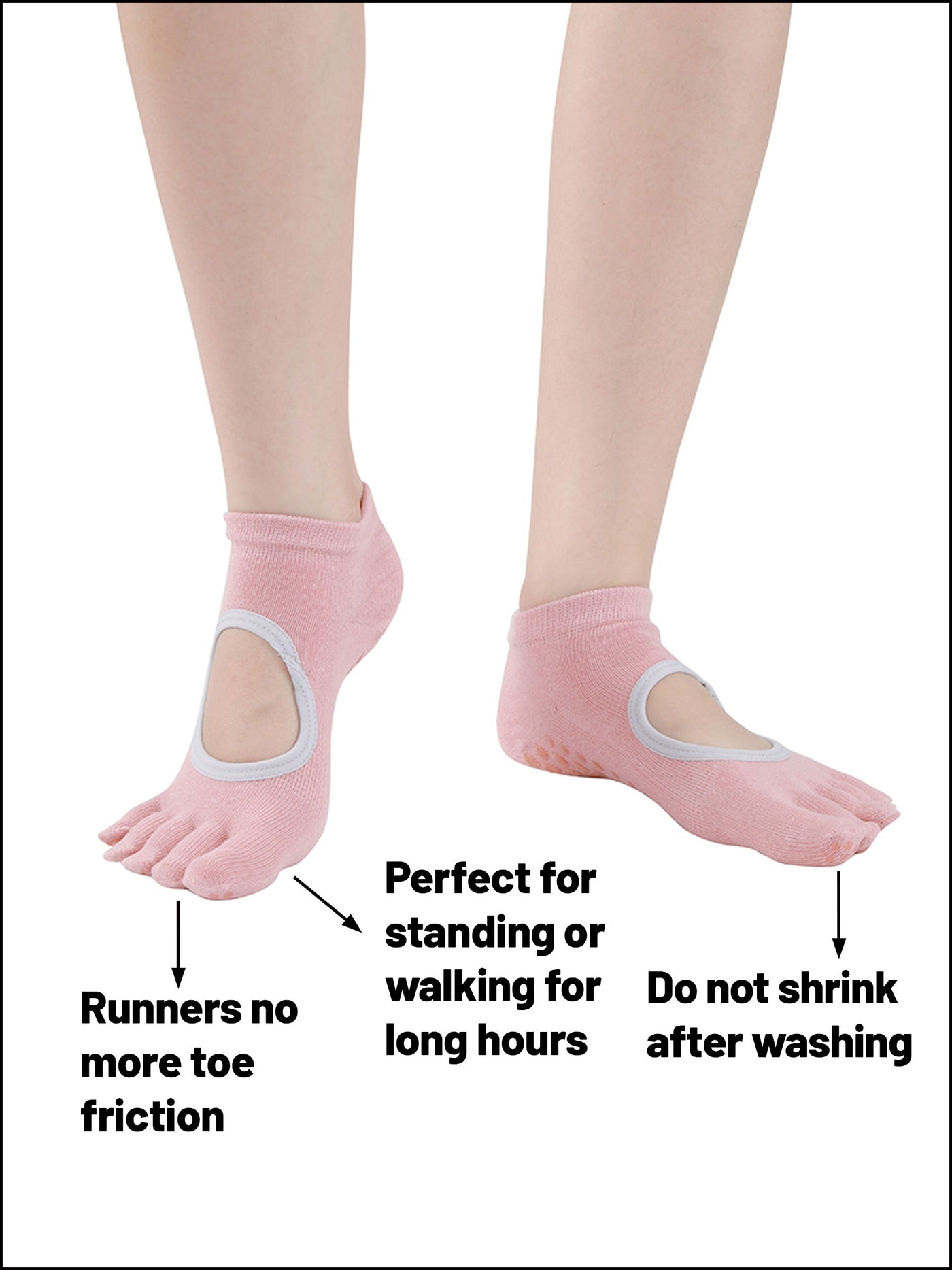 Premium-"6 Pairs"-Women's Five-toe Ankle Socks Organic Cotton Non-Slip Bottom