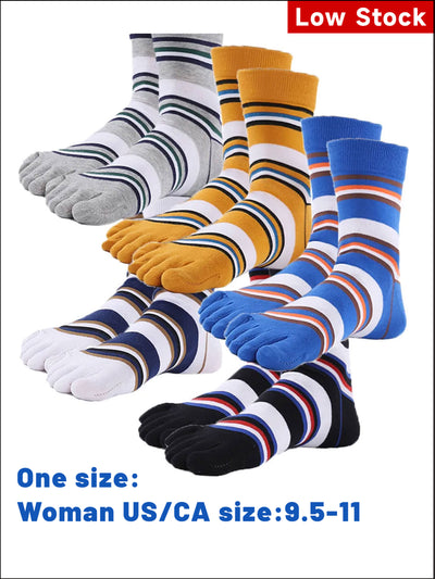 Premium-"5 Pairs"-Women's Plus Zize five-toe Crew Socks  All season