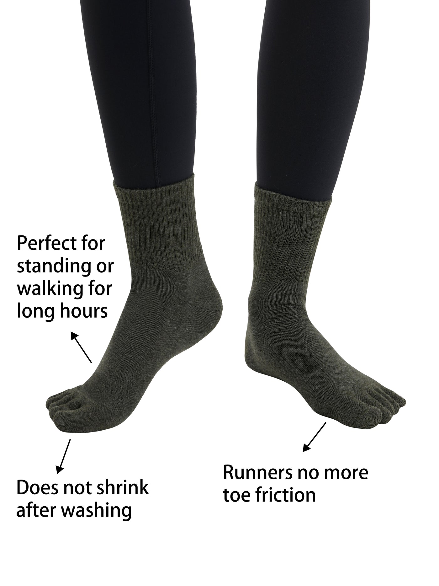 Premium-"6 Pairs"-Women's Five-toe Crew Socks