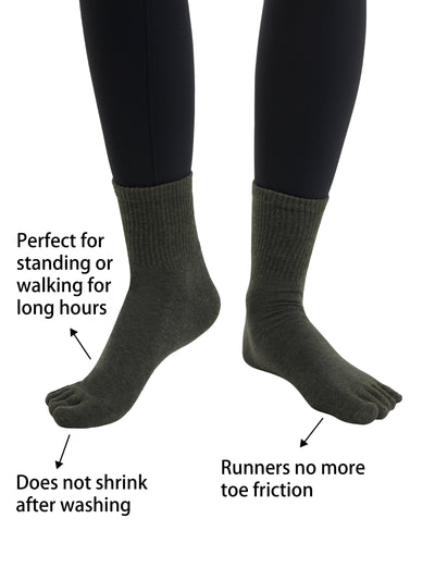 Premium-"6 Pairs"-Women's Five-toe Crew Socks