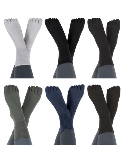 Premium-"6 Pairs"-Men's Five Toe Crew Socks Organic Cotton