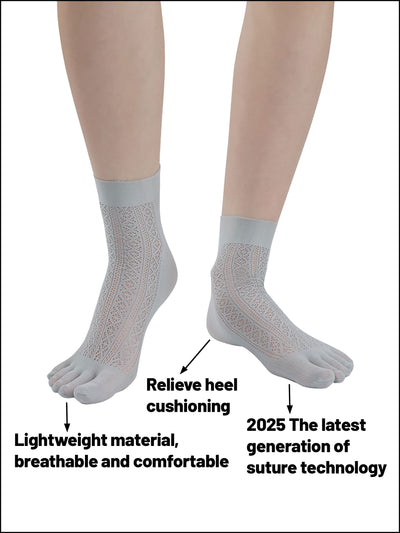 Premium-"6 Pairs"-Women's Five-toe Ankle Socks Organic Cotton Ice Silk