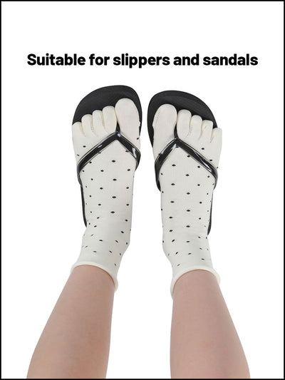 Premium-"6 Pairs"-Women's Five-toe Crew Socks Organic Cotton