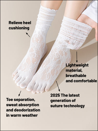 Premium-"6 Pairs"-Women's Five-toe Calf Socks Organic Cotton