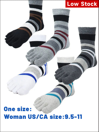 Premium-"5 Pair"-Women's Plus Size Five-toe Crew Socks All Seasons