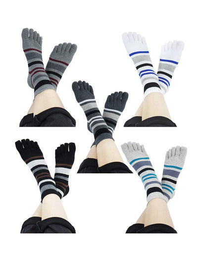 Premium-"5 Pair"-Women's Plus Size Five-toe Crew Socks All Seasons