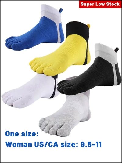 Premium-"5 Pair"-Women's plus size Cotton Athletic Five Finger Ankle Toe Socks Low Cut  All Season