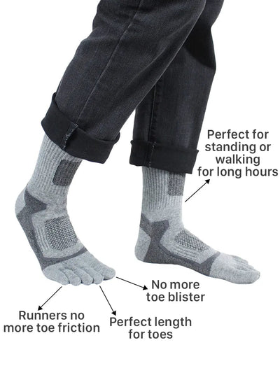 Premium-"6 Pairs"-Men's Five Toe Socks Organic Cotton Mix Colors