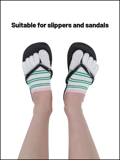 Premium-"6 Pairs"-Women's Five-toe No Show Socks Organic Cotton
