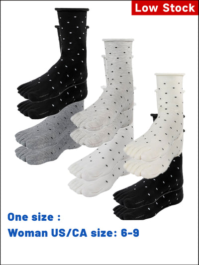 Premium-"6 Pairs"-Women's Five-toe Crew Socks Organic Cotton