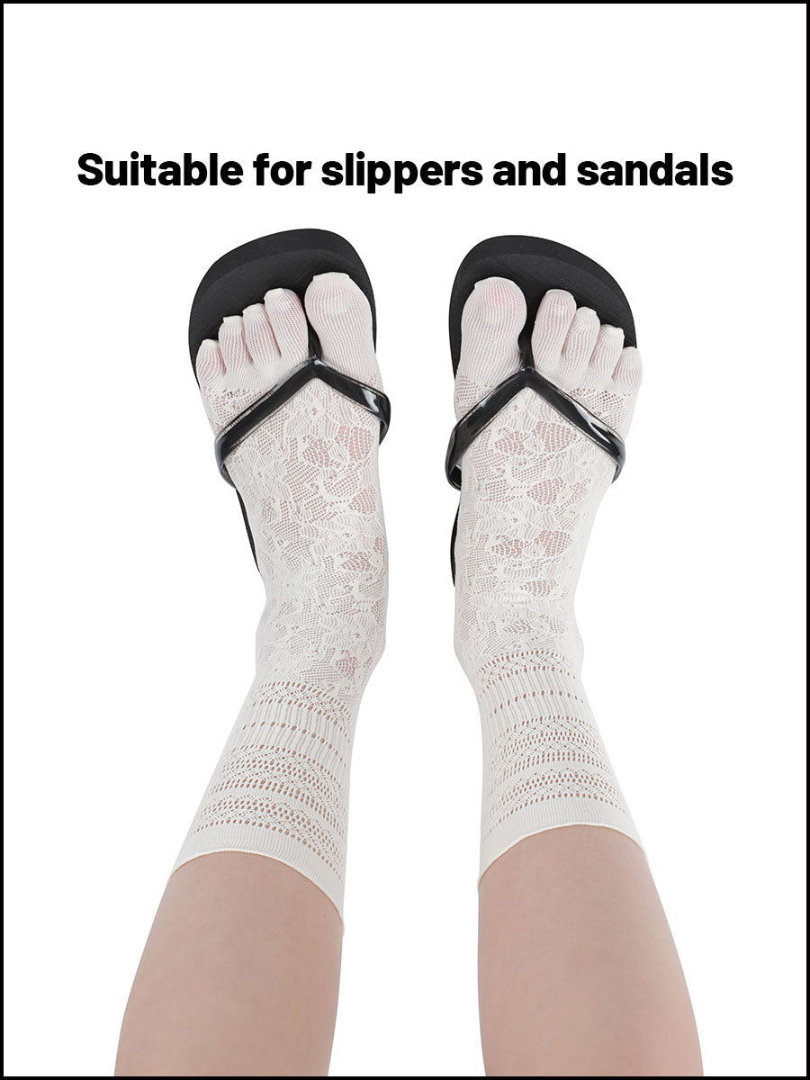 Premium-"6 Pairs"-Women's Five-toe Calf Socks Organic Cotton