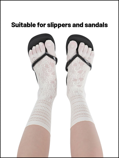 Premium-"6 Pairs"-Women's Five-toe Calf Socks Organic Cotton