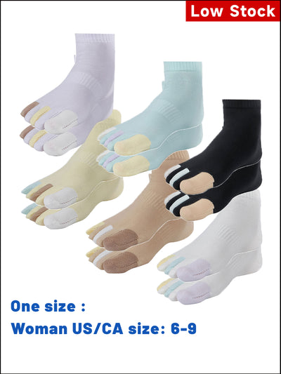 Premium-"6 Pairs"-Women's Five-toe Low cut Ankle Socks Organic Cotton