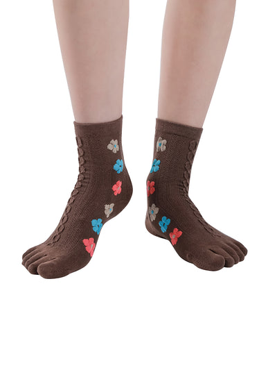 Premium-"6 Pairs"-Women's Five-toe Crew Socks Organic Cotton