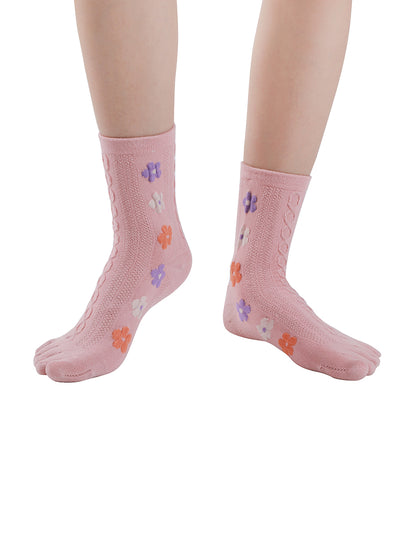 Premium-"6 Pairs"-Women's Five-toe Crew Socks Organic Cotton