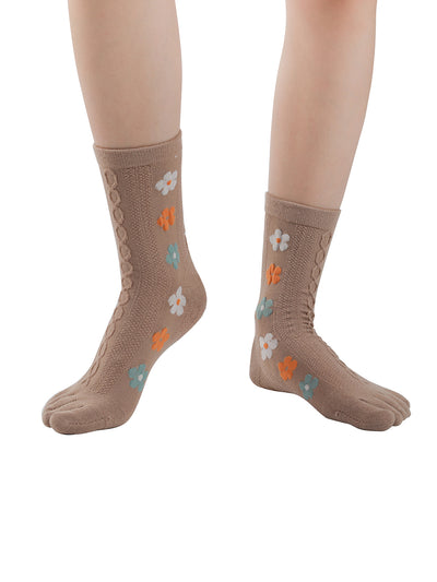 Premium-"6 Pairs"-Women's Five-toe Crew Socks Organic Cotton
