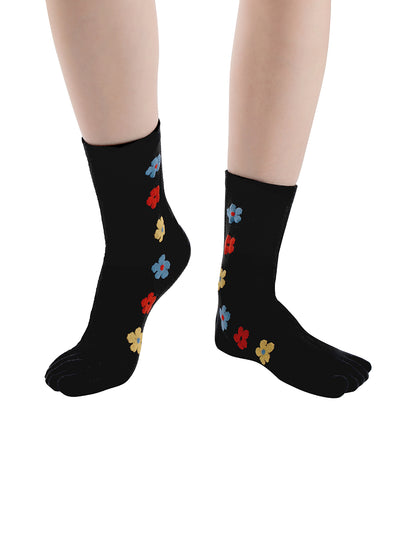 Premium-"6 Pairs"-Women's Five-toe Crew Socks Organic Cotton