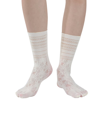 Premium-"6 Pairs"-Women's Five-toe Calf Socks Organic Cotton