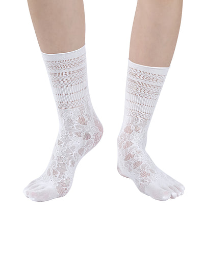 Premium-"6 Pairs"-Women's Five-toe Calf Socks Organic Cotton