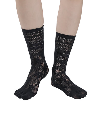 Premium-"6 Pairs"-Women's Five-toe Calf Socks Organic Cotton