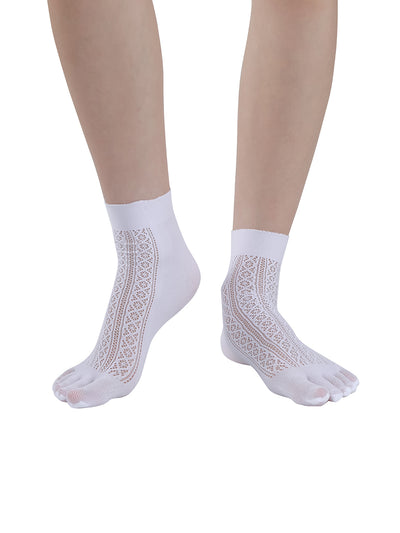 Premium-"6 Pairs"-Women's Five-toe Ankle Socks Organic Cotton Ice Silk