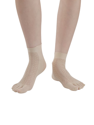Premium-"6 Pairs"-Women's Five-toe Ankle Socks Organic Cotton Ice Silk