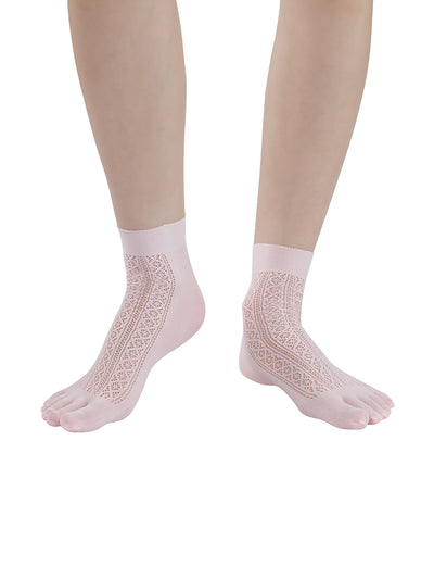 Premium-"6 Pairs"-Women's Five-toe Ankle Socks Organic Cotton Ice Silk