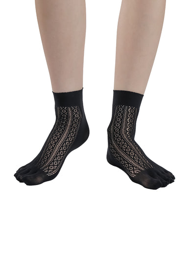 Premium-"6 Pairs"-Women's Five-toe Ankle Socks Organic Cotton Ice Silk