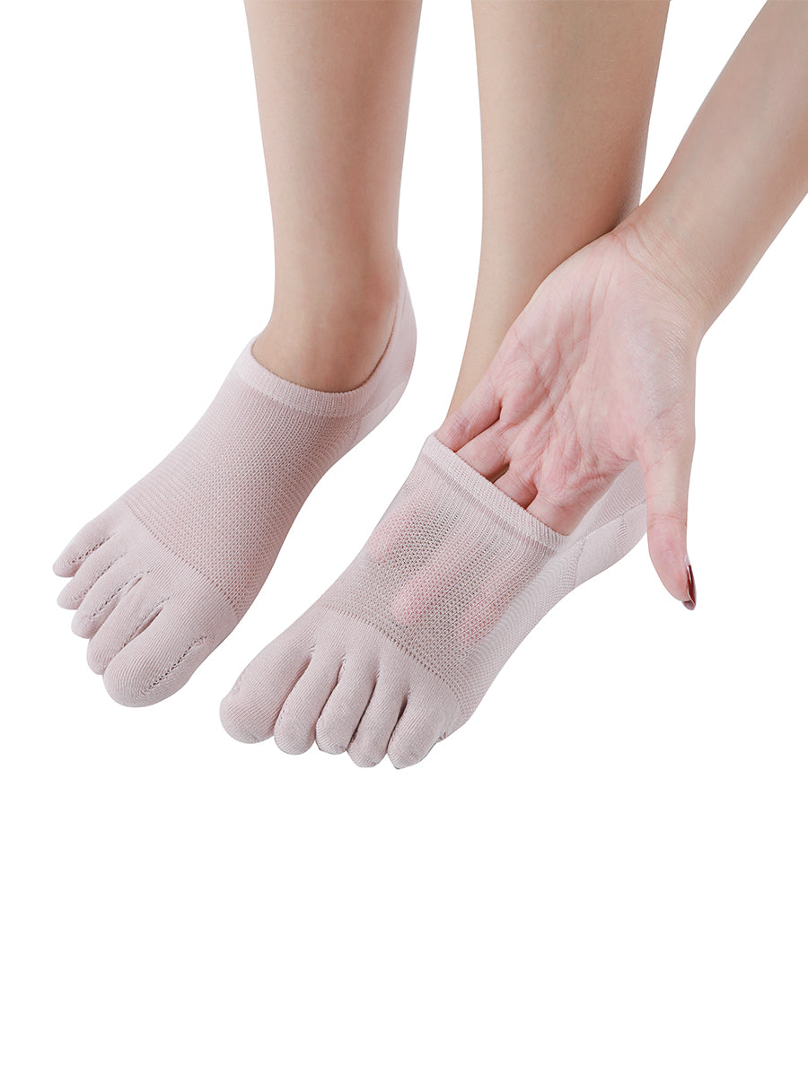 Premium-"6 Pairs"-Women's Five-toe Anti-slip No Show Socks Organic Cotton