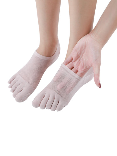 Premium-"6 Pairs"-Women's Five-toe Anti-slip No Show Socks Organic Cotton