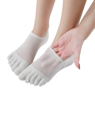 Premium-"6 Pairs"-Women's Five-toe Anti-slip No Show Socks Organic Cotton