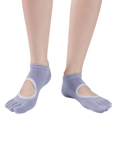 Premium-"6 Pairs"-Women's Five-toe Ankle Socks Organic Cotton Non-Slip Bottom