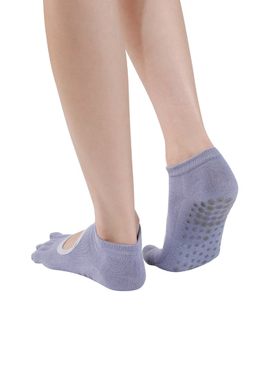 Premium-"6 Pairs"-Women's Five-toe Ankle Socks Organic Cotton Non-Slip Bottom