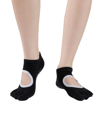 Premium-"6 Pairs"-Women's Five-toe Ankle Socks Organic Cotton Non-Slip Bottom