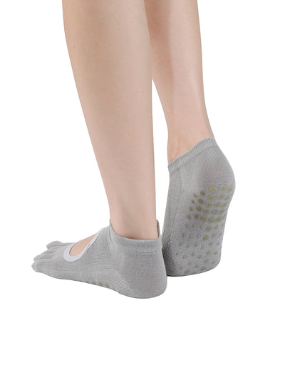 Premium-"6 Pairs"-Women's Five-toe Ankle Socks Organic Cotton Non-Slip Bottom
