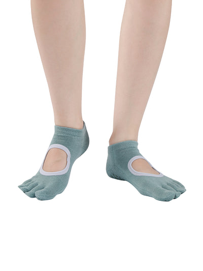 Premium-"6 Pairs"-Women's Five-toe Ankle Socks Organic Cotton Non-Slip Bottom