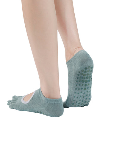 Premium-"6 Pairs"-Women's Five-toe Ankle Socks Organic Cotton Non-Slip Bottom
