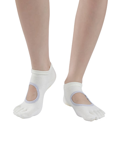 Premium-"6 Pairs"-Women's Five-toe Ankle Socks Organic Cotton Non-Slip Bottom