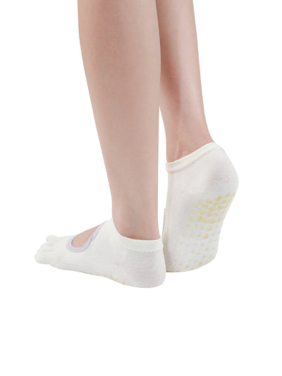 Premium-"6 Pairs"-Women's Five-toe Ankle Socks Organic Cotton Non-Slip Bottom