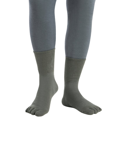 Premium-"6 Pairs"-Men's Five Toe Crew Socks Organic Cotton