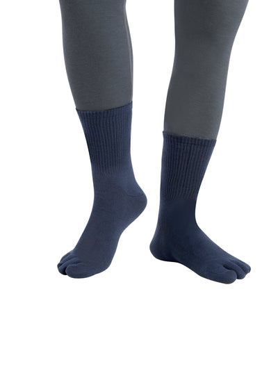 Premium-"6 Pairs"-Men's Five Toe Crew Socks Organic Cotton