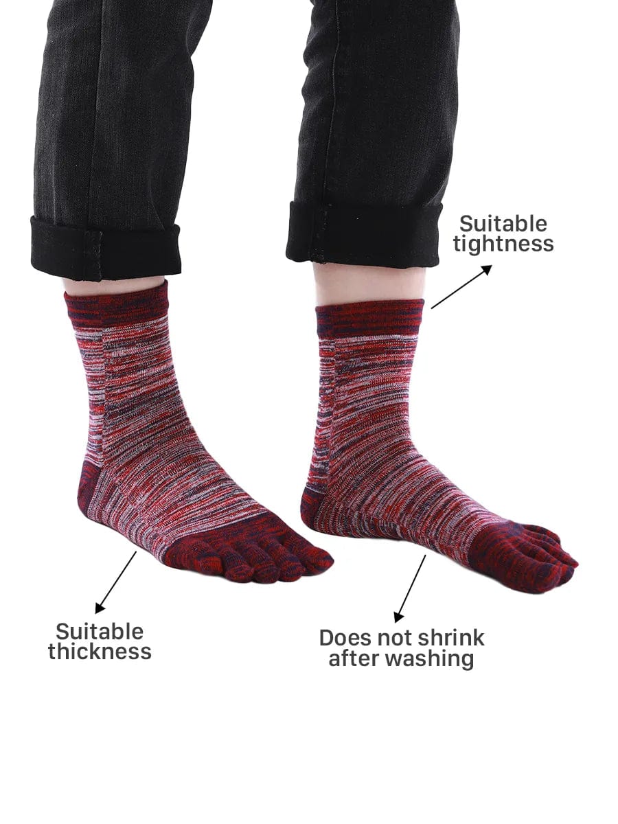Men's Cotton Athletic Five Finger socks, red