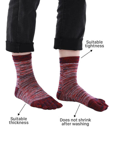 Men's Cotton Athletic Five Finger socks, red
