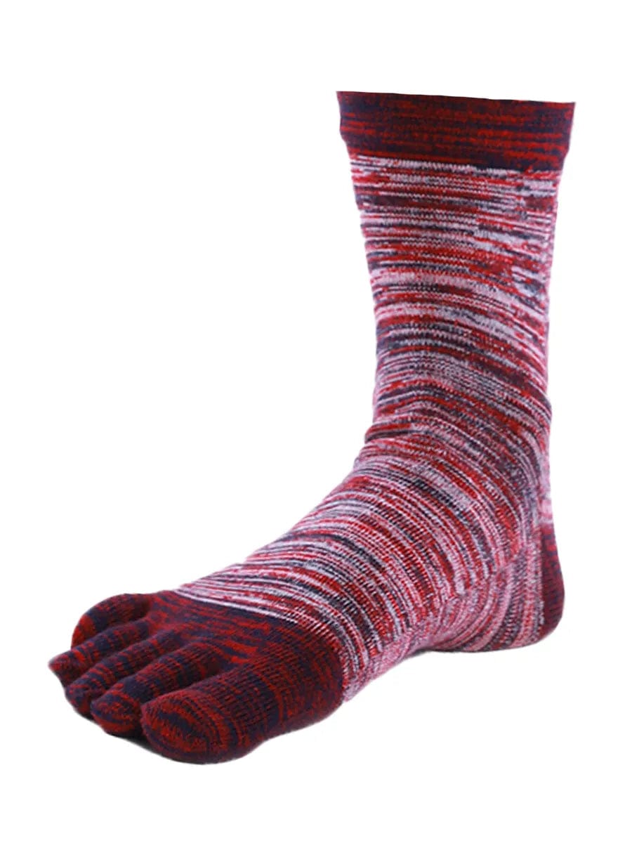 Men's Cotton Athletic Five Finger socks, red