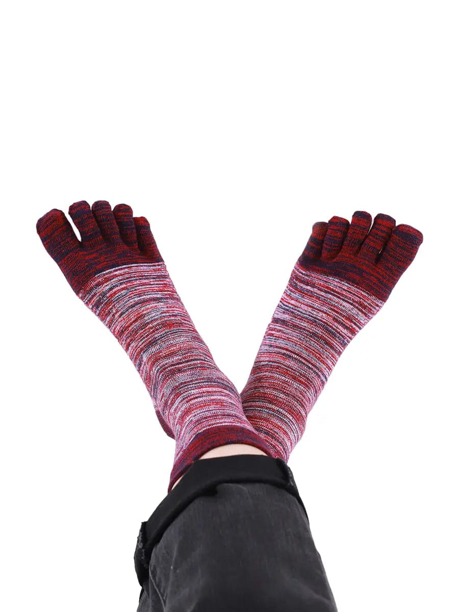 Men's Cotton Athletic Five Finger socks, red